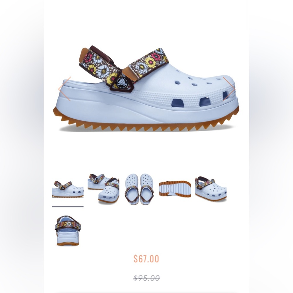 CROCS UNISEX HIKER RETRO FLORAL CLOG - BLUE CALCITE